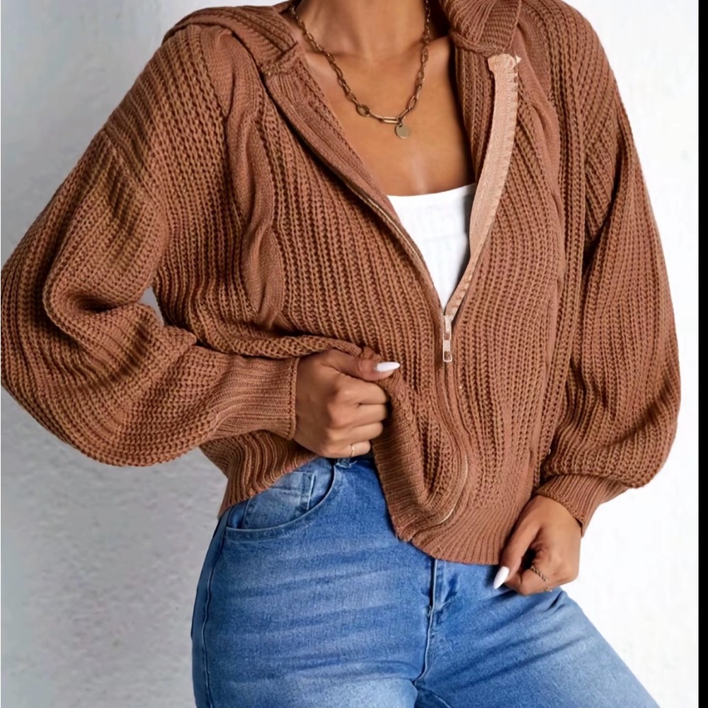 Brown Cable Knit Women's Sweater